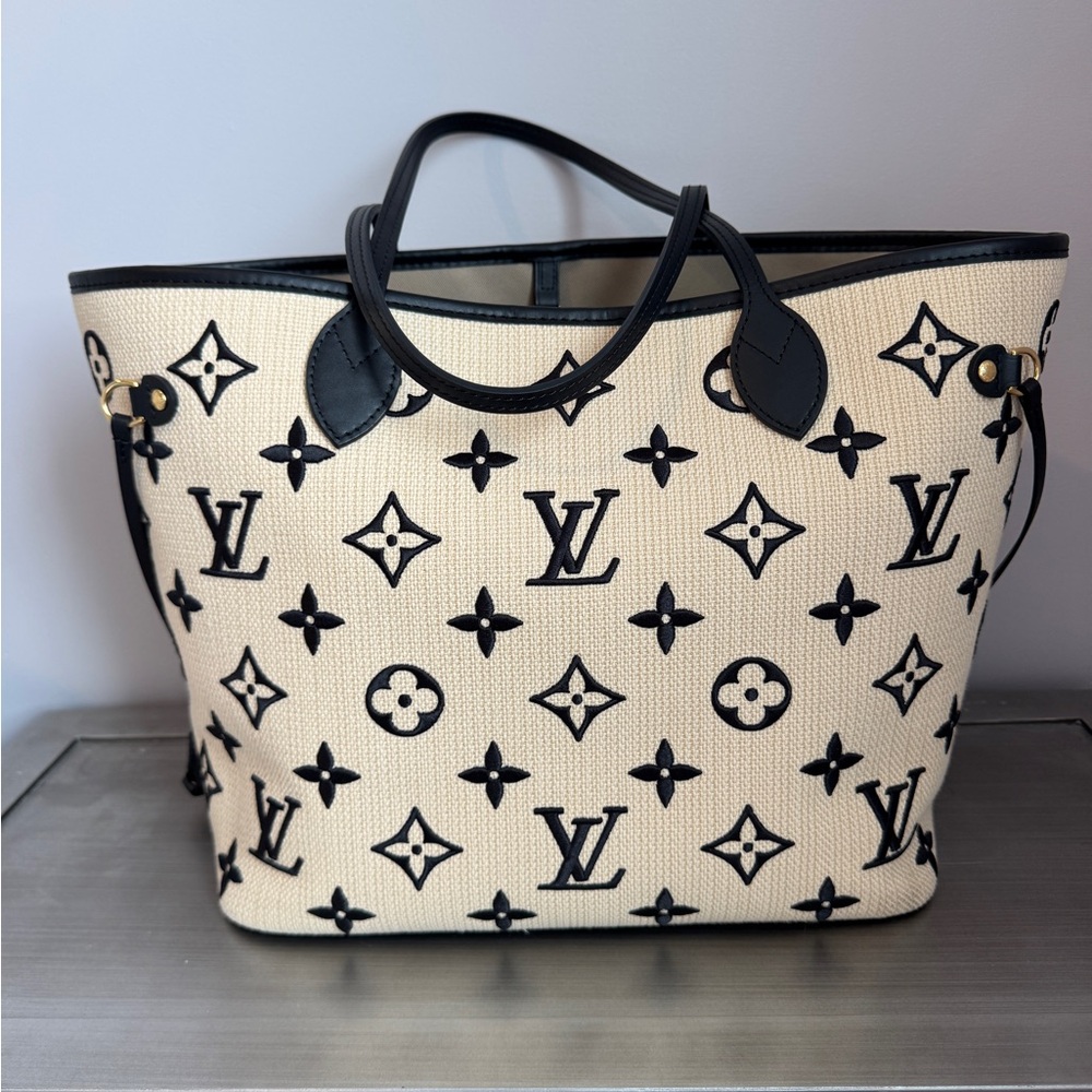 Louis Vuitton By The Pool Raffia Cotton Black Neverfull